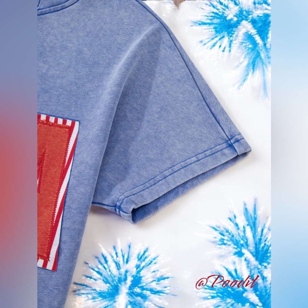 POODIT Patriotic USA oversized French terry top S M L XL - Picture 6 of 15
